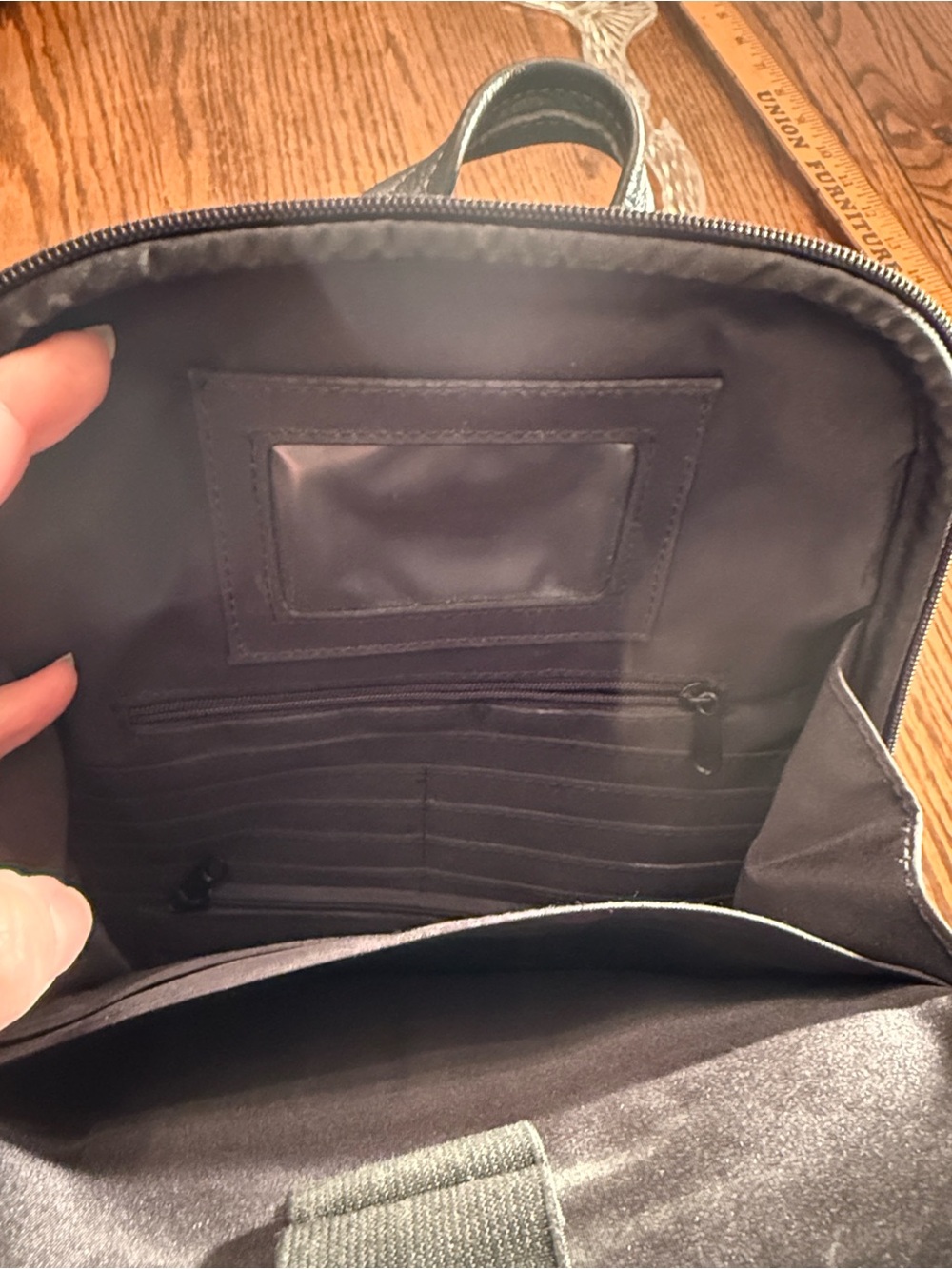 Tignanello Black Pebbled Leather Backpack Purse Small Travel Daypack Organizer - Picture 9 of 16